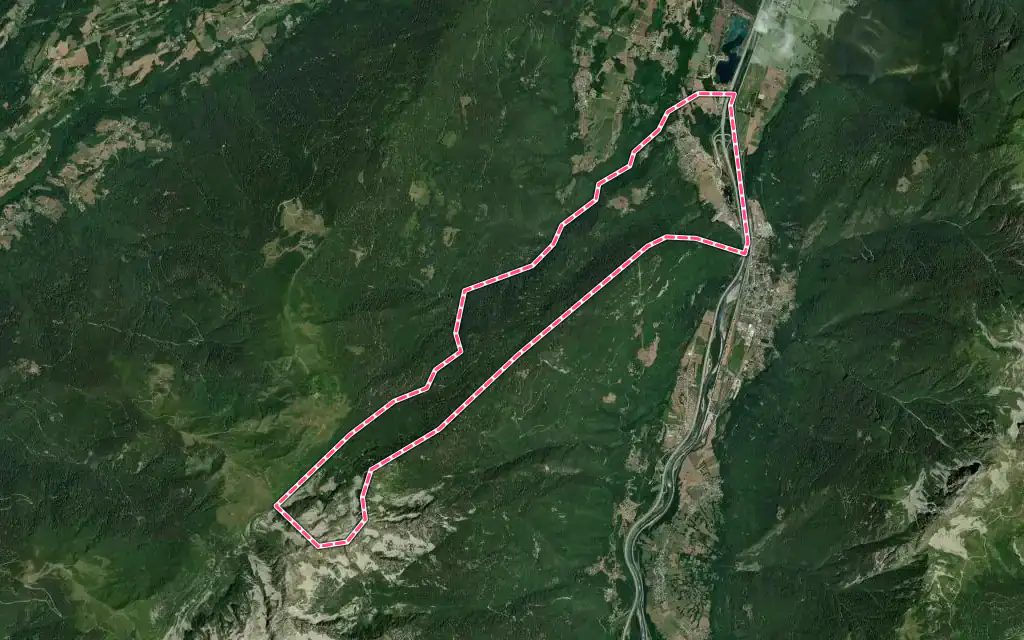Vue satellite de Saint-Pierre-de-Belleville avec ses contours administratifs