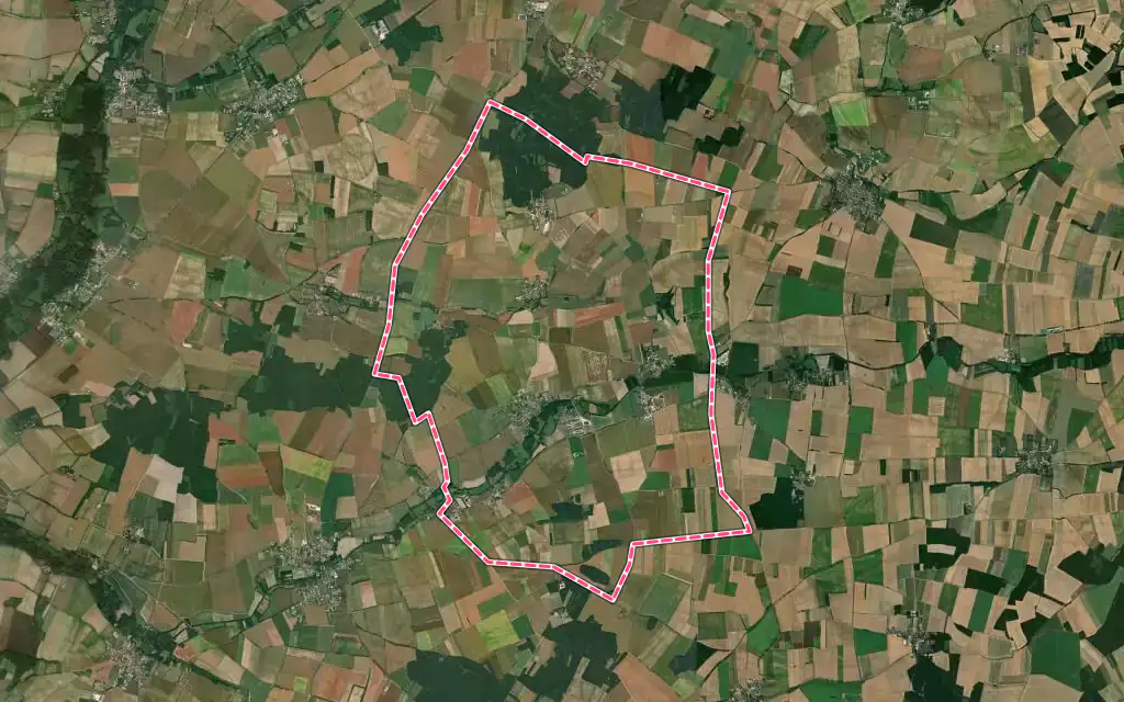 Vue satellite de Saint-Pierre-de-Juillers avec ses contours administratifs