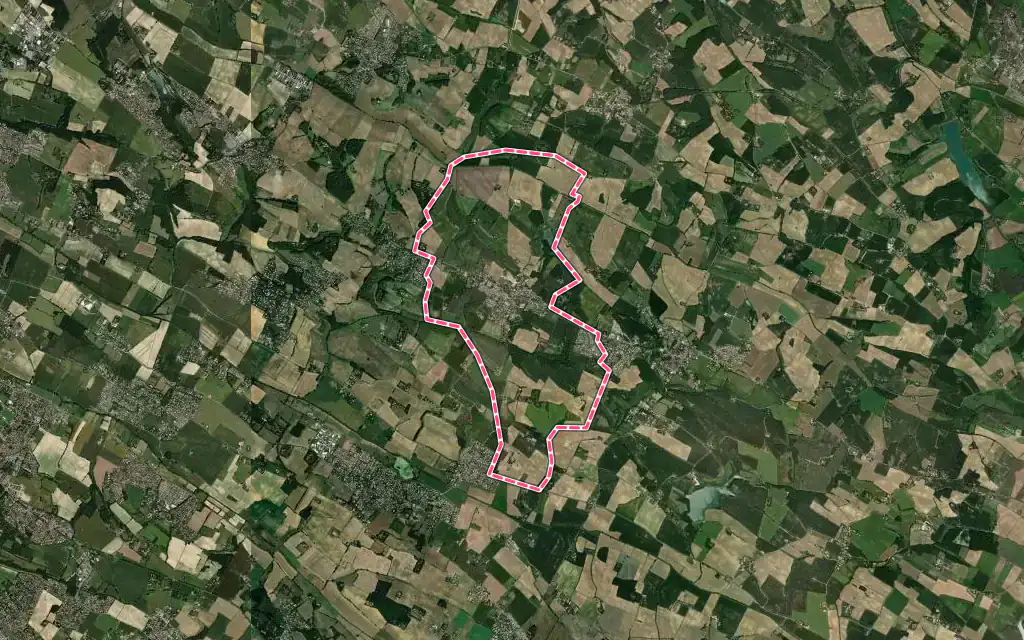 Vue satellite de Saint-Pierre-de-Lages avec ses contours administratifs