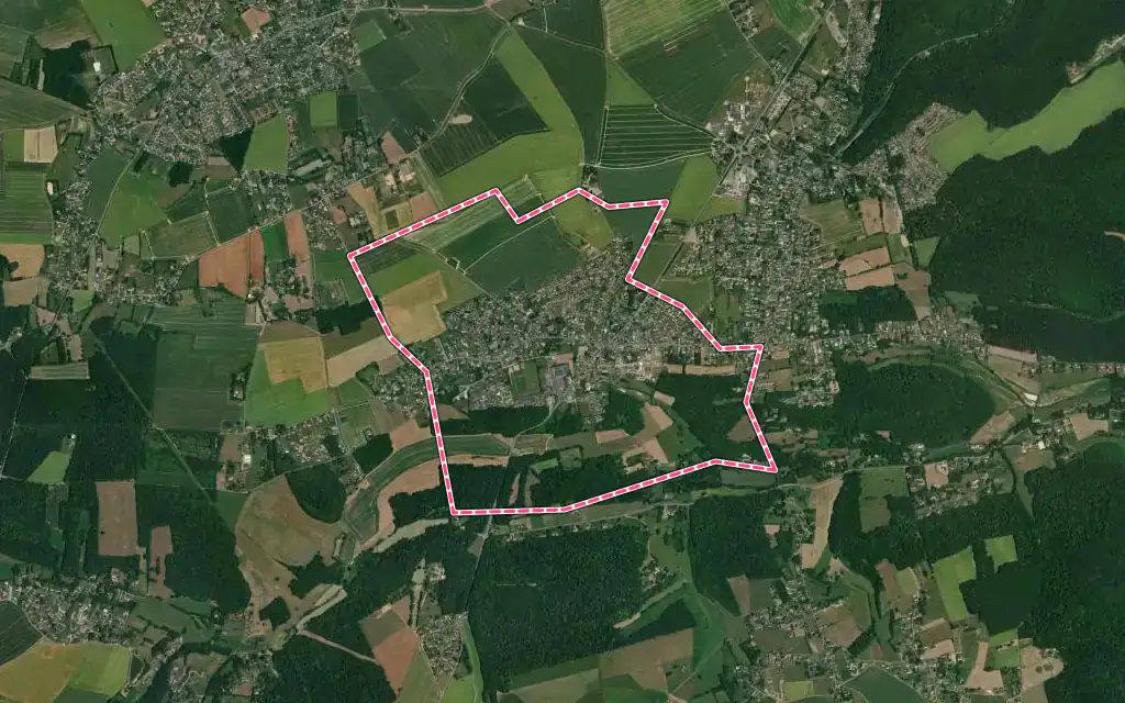Vue satellite de Saint-Pierre-des-Fleurs avec ses contours administratifs