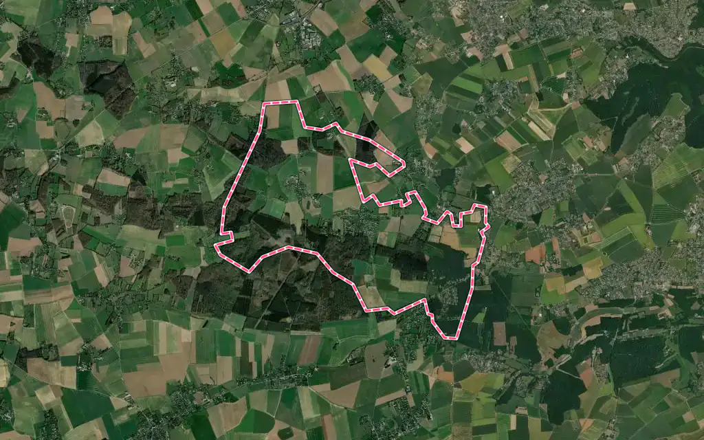 Vue satellite de Saint-Pierre-du-Bosguérard avec ses contours administratifs