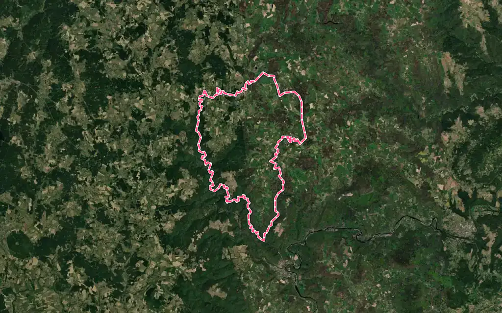 Vue satellite de Saint-Pierre-du-Champ avec ses contours administratifs