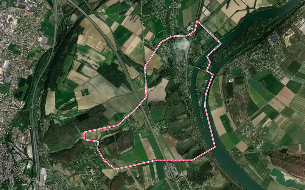 Vue satellite de Saint-Pierre-du-Vauvray avec ses contours administratifs