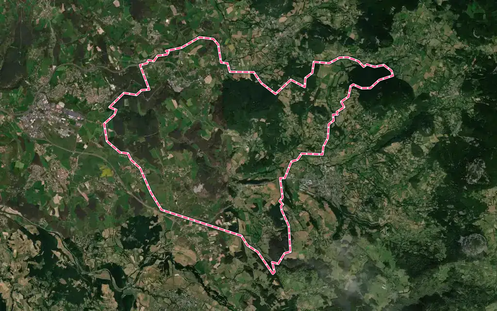 Vue satellite de Saint-Pierre-Eynac avec ses contours administratifs