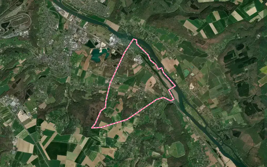 Vue satellite de Saint-Pierre-la-Garenne avec ses contours administratifs