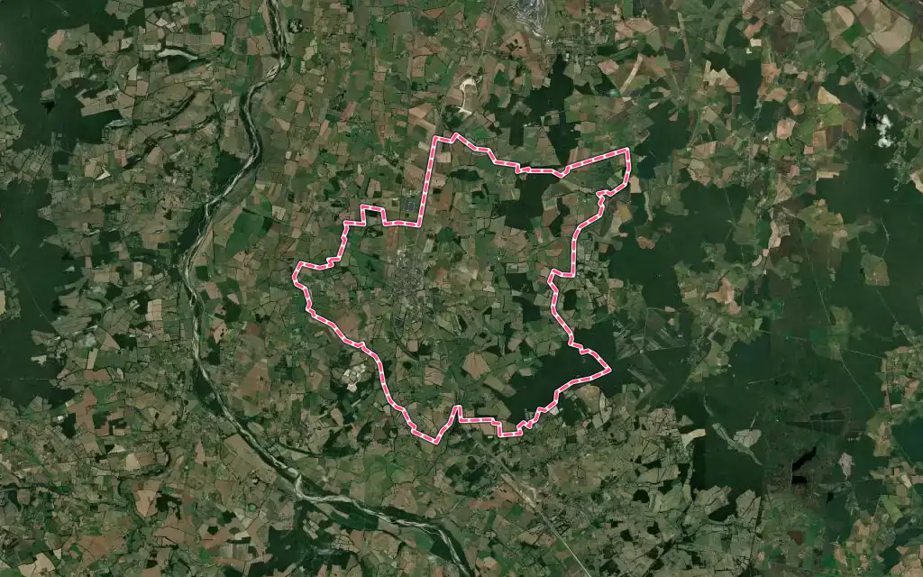 Vue satellite de Saint-Pierre-le-Moûtier avec ses contours administratifs
