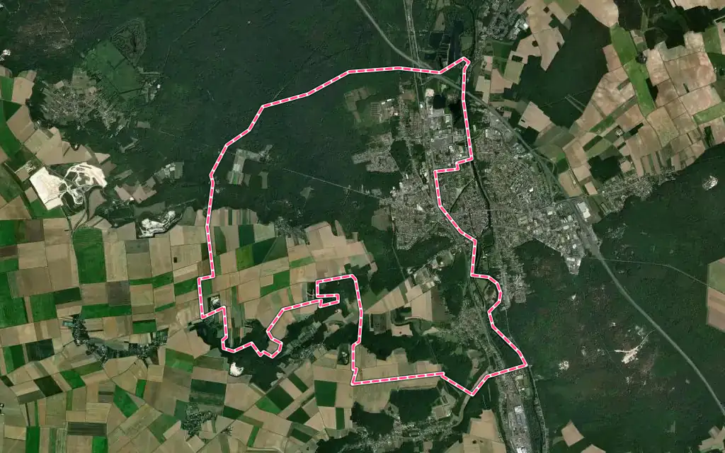 Vue satellite de Saint-Pierre-lès-Nemours avec ses contours administratifs