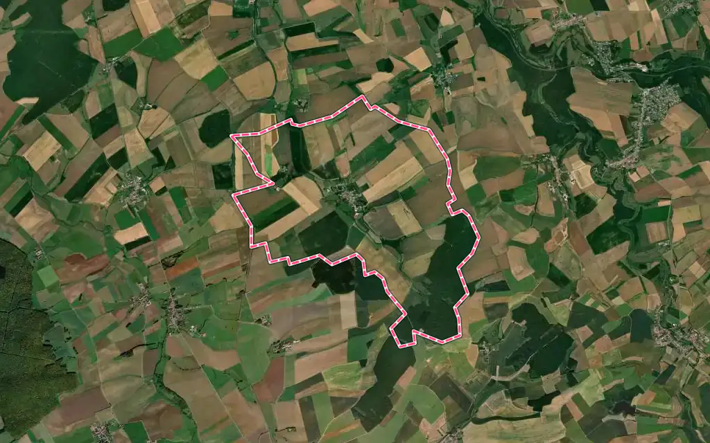 Vue satellite de Saint-Pierrevillers avec ses contours administratifs