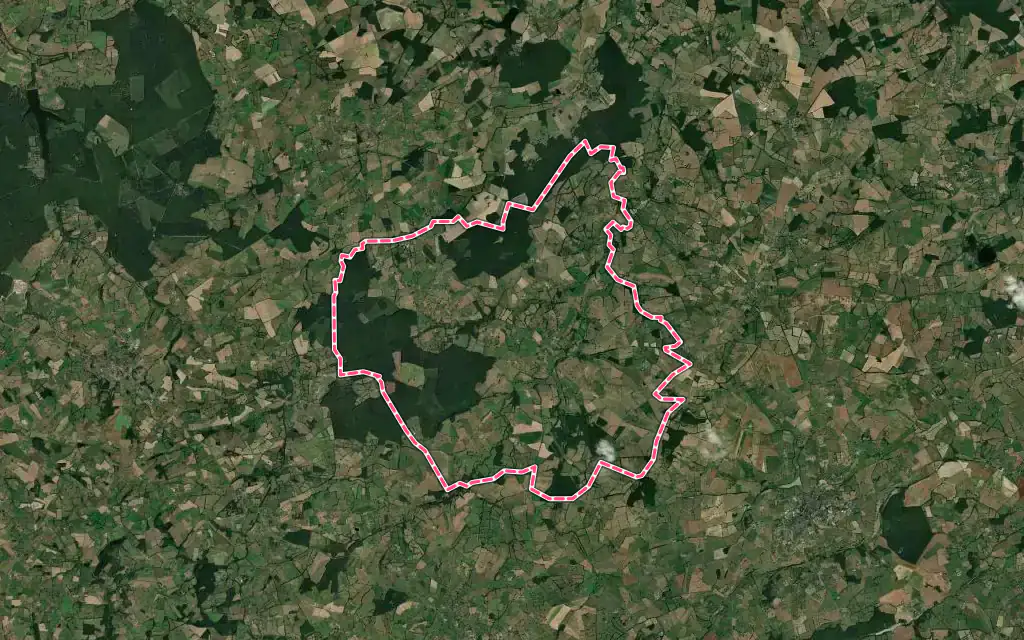 Vue satellite de Saint-Plaisir avec ses contours administratifs