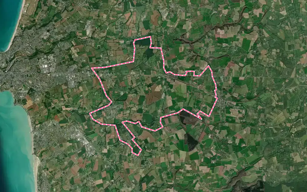 Vue satellite de Saint-Planchers avec ses contours administratifs