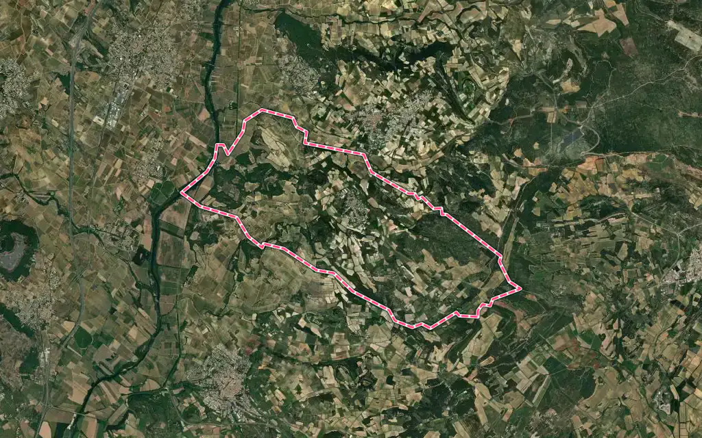 Vue satellite de Saint-Pons-de-Mauchiens avec ses contours administratifs