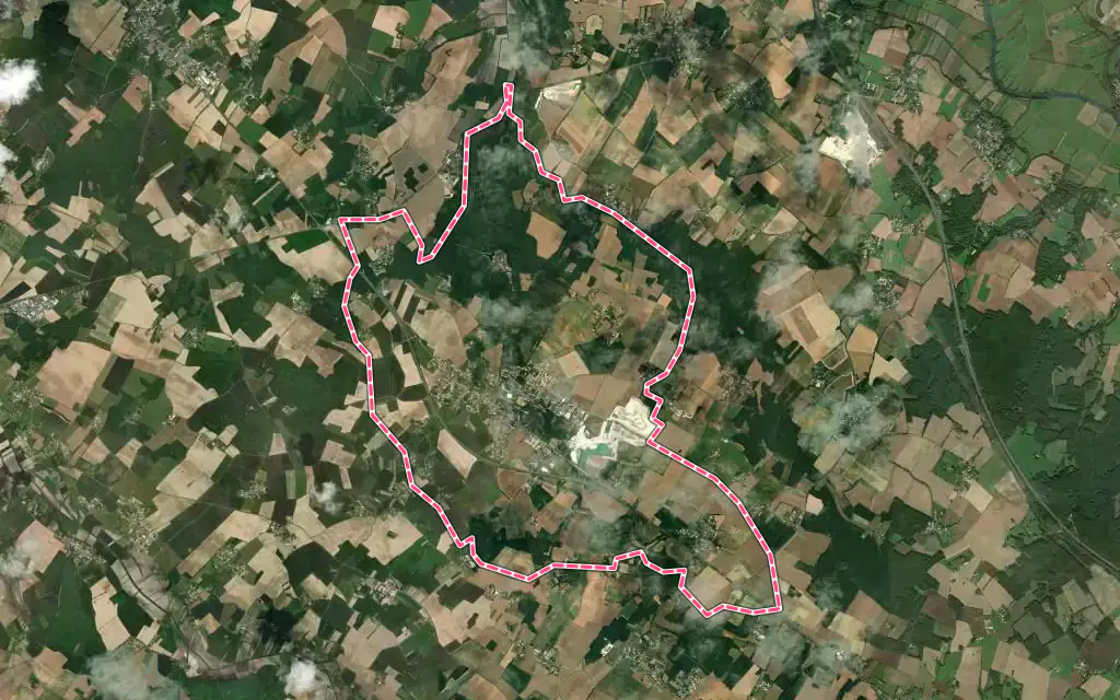 Vue satellite de Saint-Porchaire avec ses contours administratifs