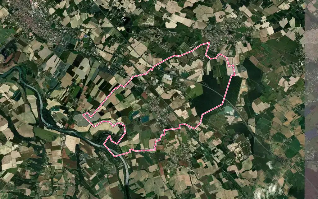 Vue satellite de Saint-Porquier avec ses contours administratifs