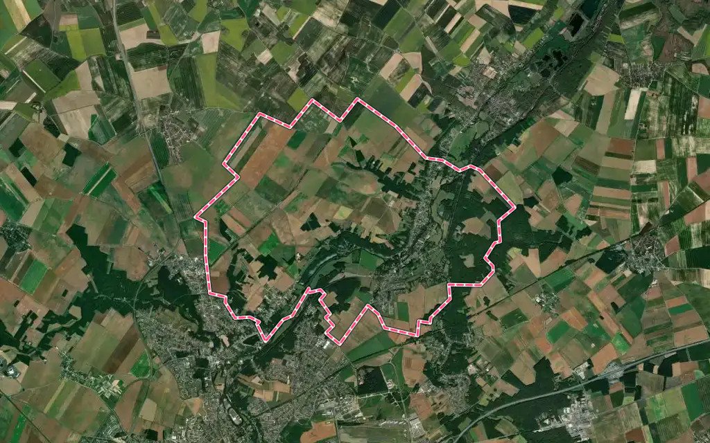 Vue satellite de Saint-Prest avec ses contours administratifs