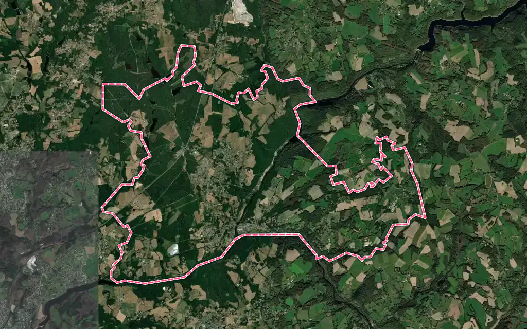 Vue satellite de Saint-Priest-Taurion avec ses contours administratifs