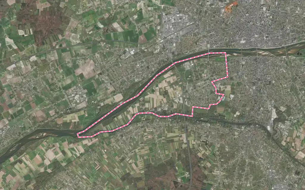 Vue satellite de Saint-Pryvé-Saint-Mesmin avec ses contours administratifs