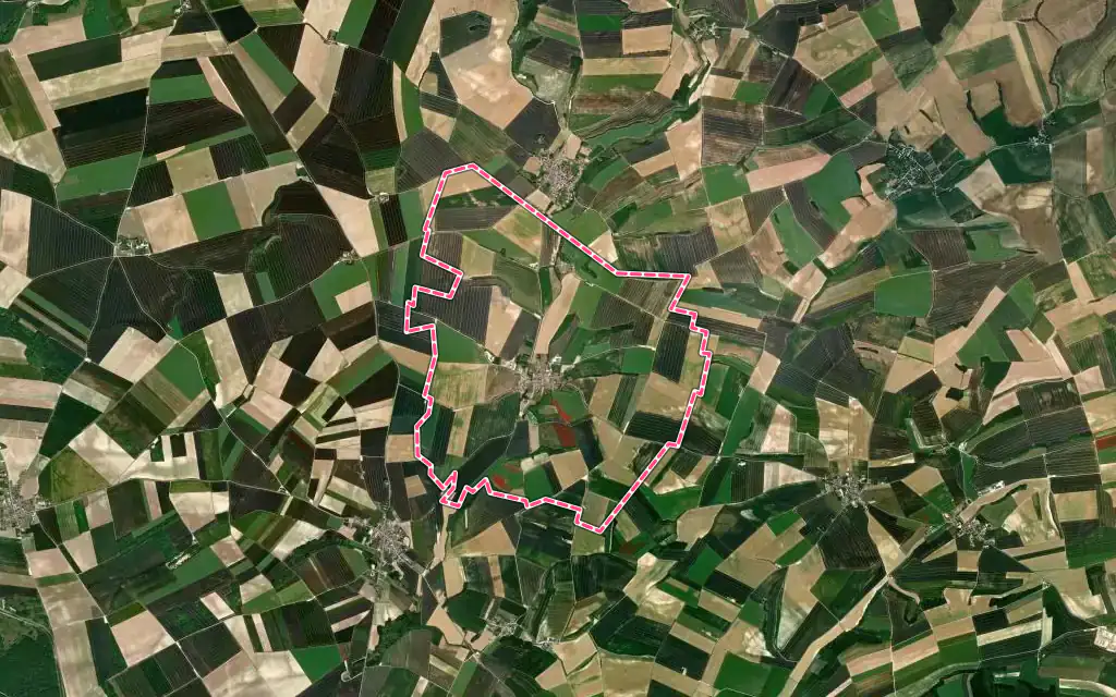 Vue satellite de Saint-Quentin-le-Petit avec ses contours administratifs