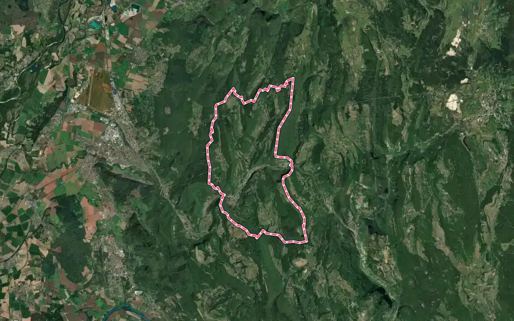 Vue satellite de Saint-Rambert-en-Bugey avec ses contours administratifs