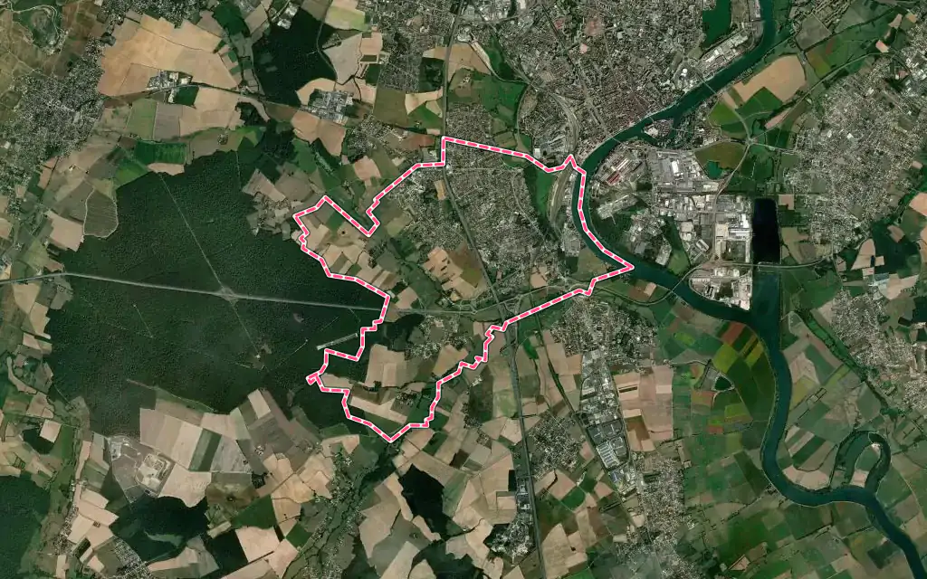 Vue satellite de Saint-Rémy avec ses contours administratifs