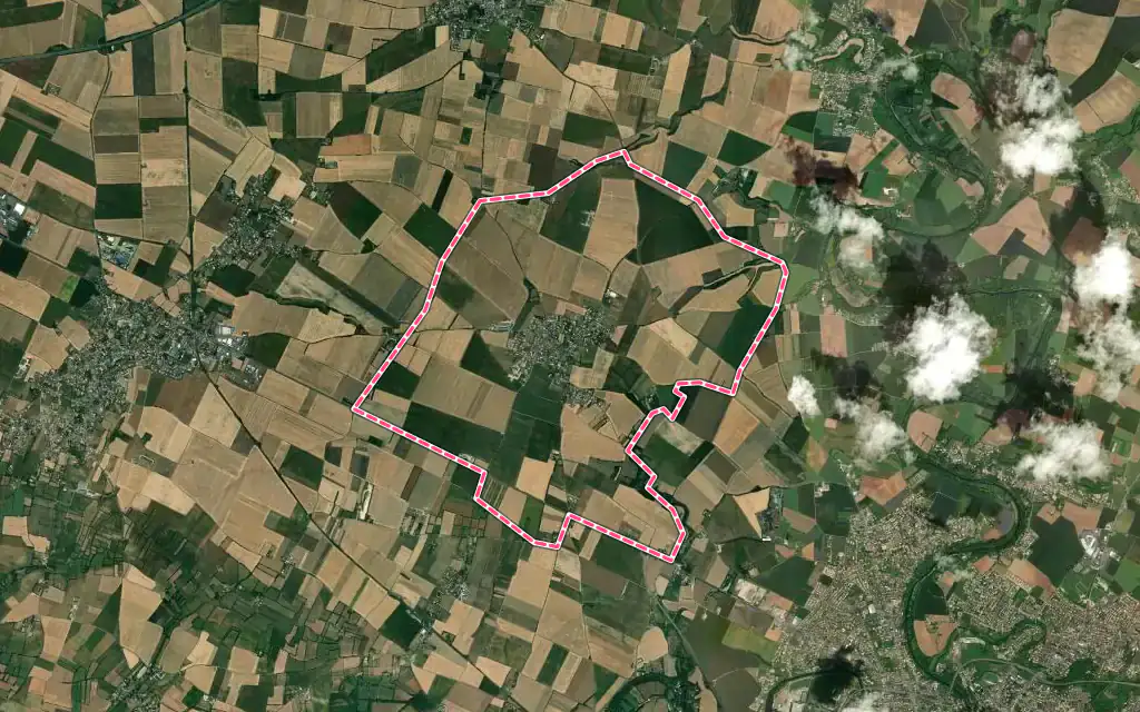 Vue satellite de Saint-Rémy avec ses contours administratifs