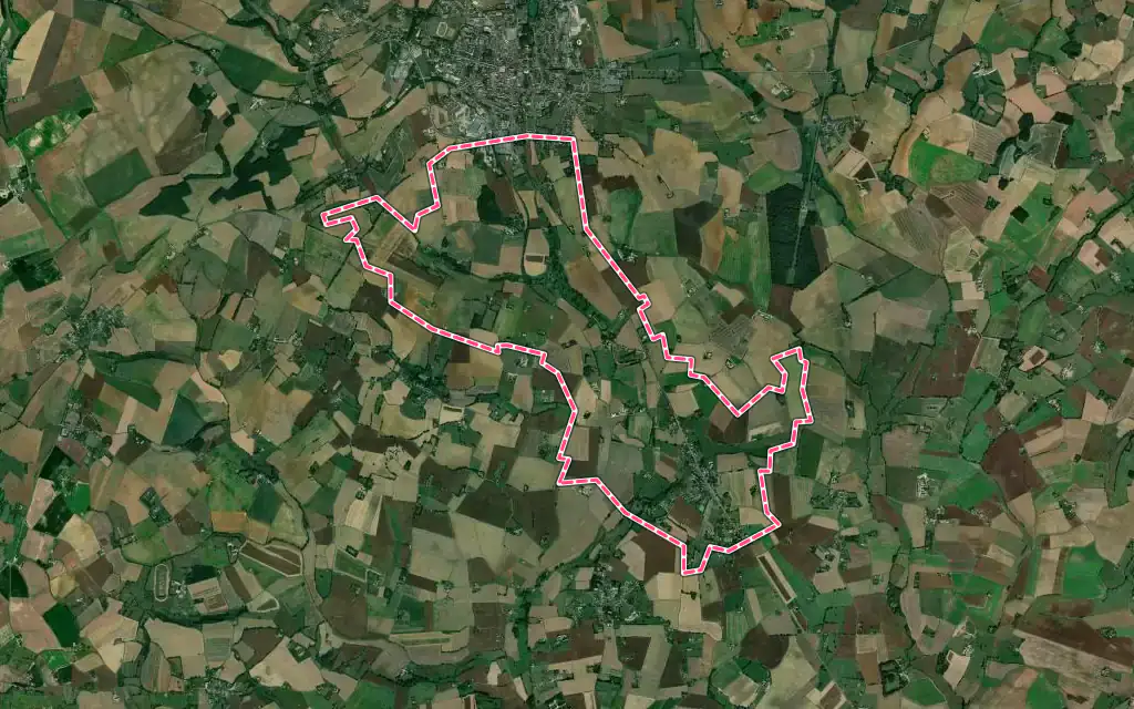 Vue satellite de Saint-Rémy-des-Monts avec ses contours administratifs