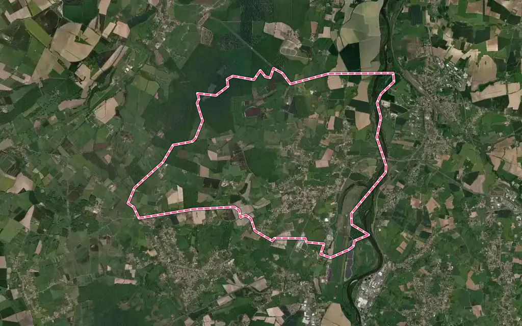Vue satellite de Saint-Rémy-en-Rollat avec ses contours administratifs