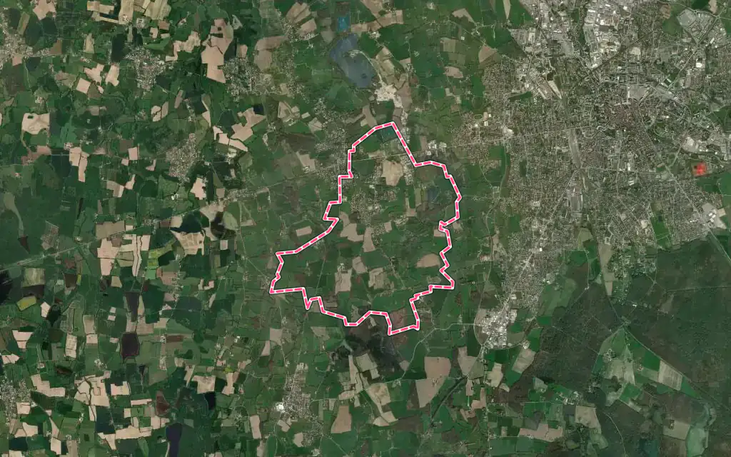 Vue satellite de Saint-Rémy avec ses contours administratifs