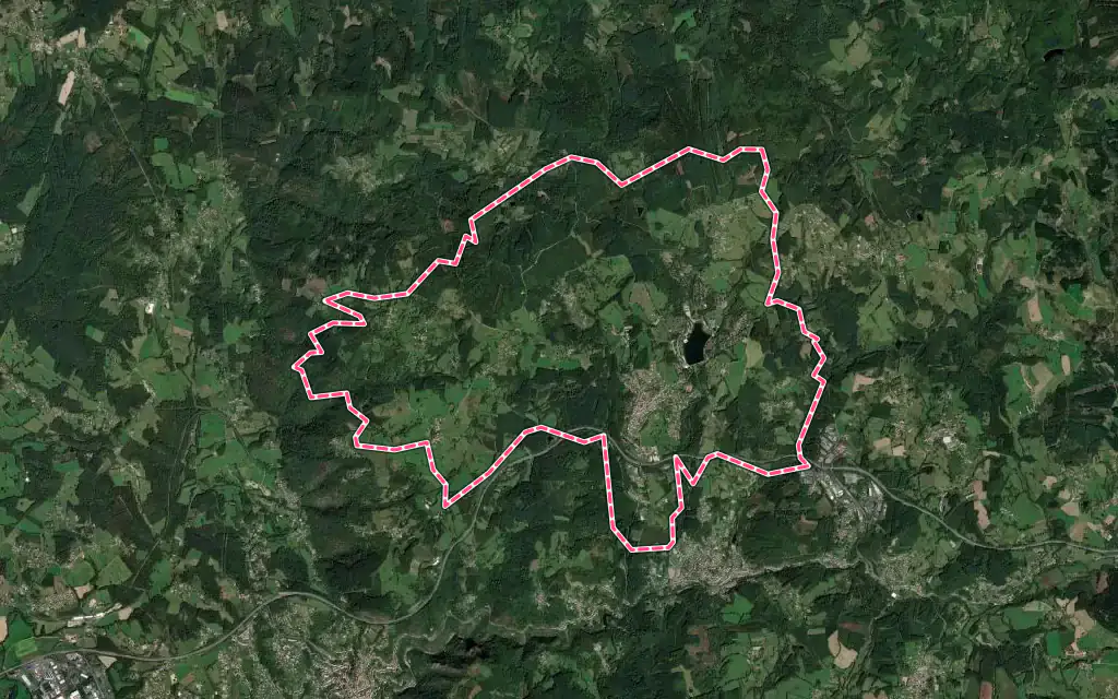 Vue satellite de Saint-Rémy-sur-Durolle avec ses contours administratifs