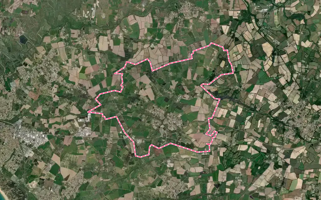 Vue satellite de Saint-Révérend avec ses contours administratifs