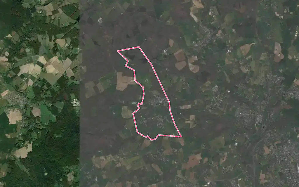Vue satellite de Saint-Roch avec ses contours administratifs