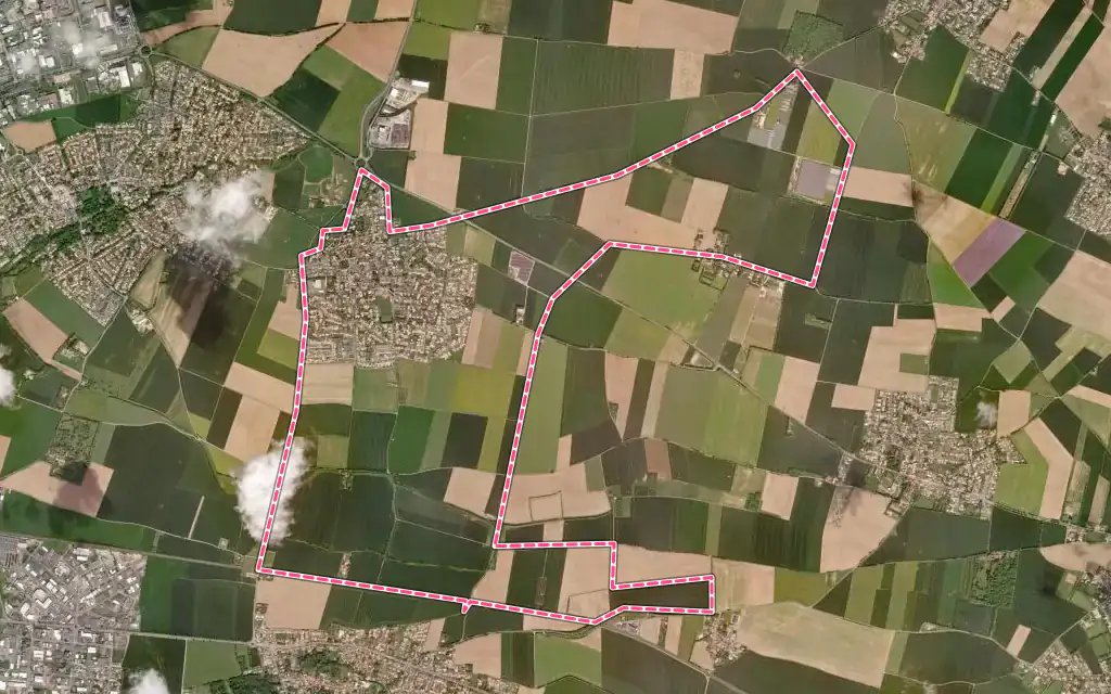 Vue satellite de Saint-Rogatien avec ses contours administratifs