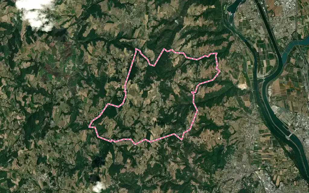 Vue satellite de Saint-Romain-de-Lerps avec ses contours administratifs