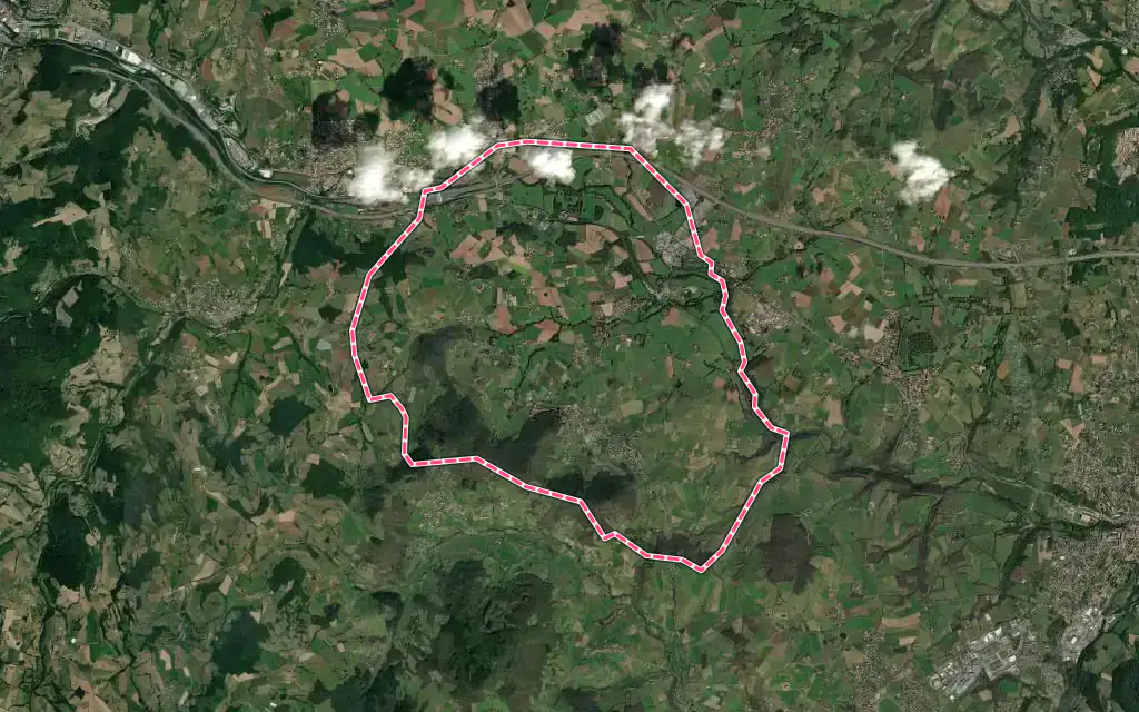 Vue satellite de Saint-Romain-de-Popey avec ses contours administratifs