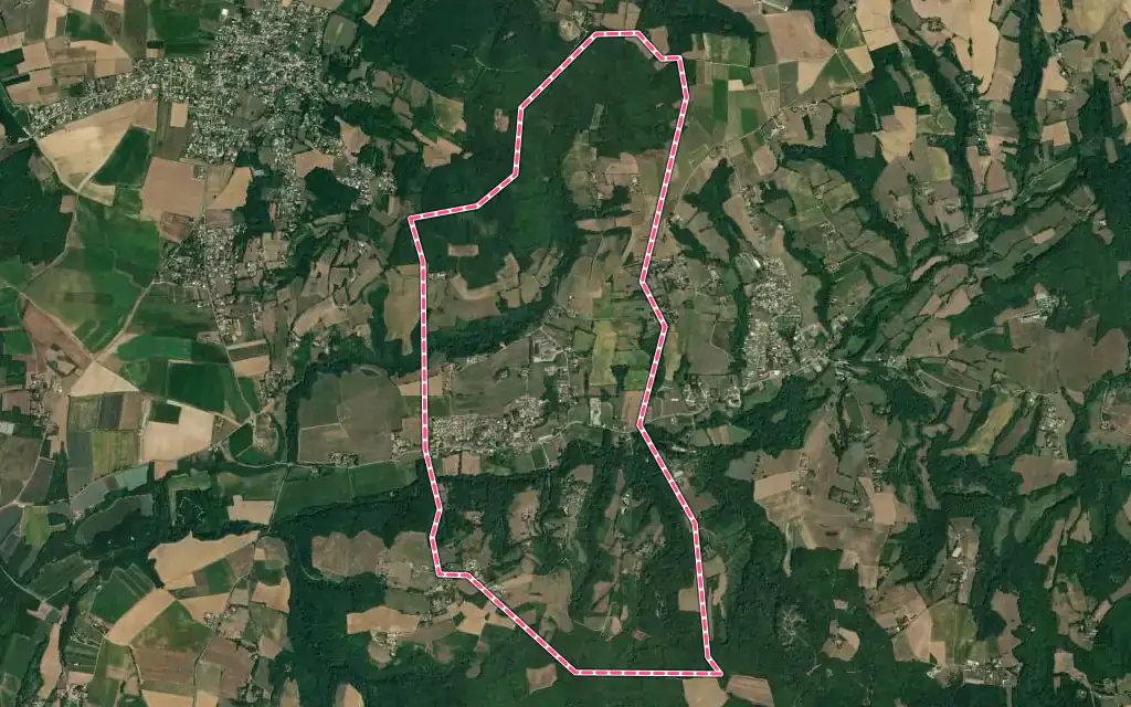 Vue satellite de Saint-Romain-de-Surieu avec ses contours administratifs