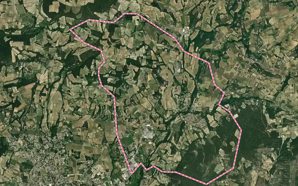 Vue satellite de Saint-Romain-en-Viennois avec ses contours administratifs