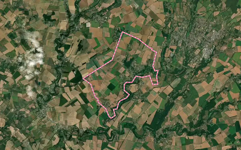 Vue satellite de Saint-Romans-lès-Melle avec ses contours administratifs