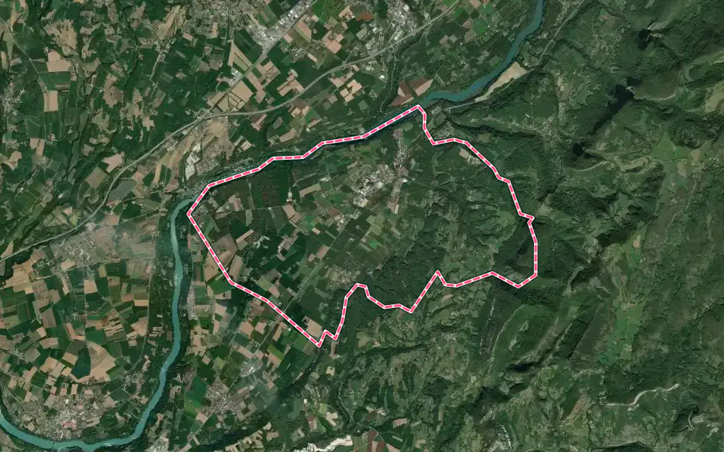 Vue satellite de Saint-Romans avec ses contours administratifs