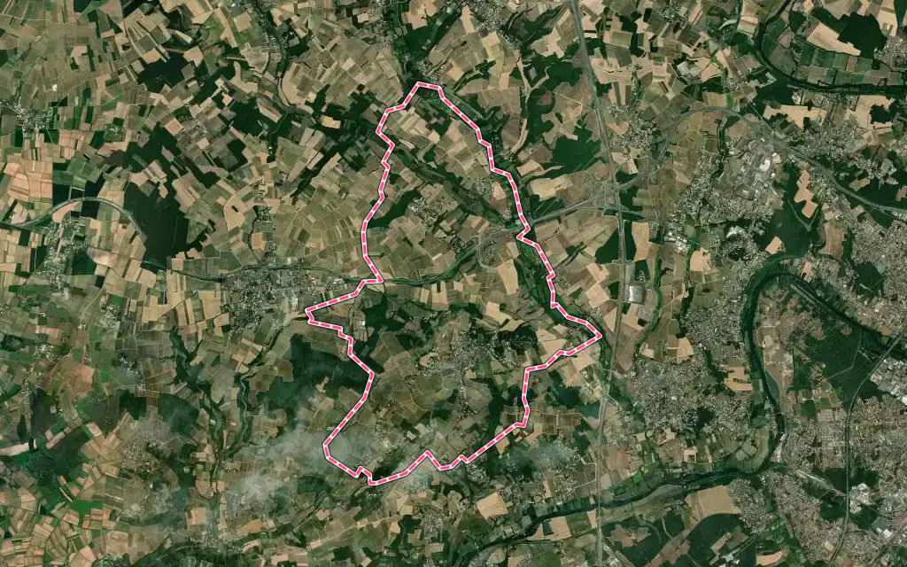 Vue satellite de Saint-Saturnin avec ses contours administratifs