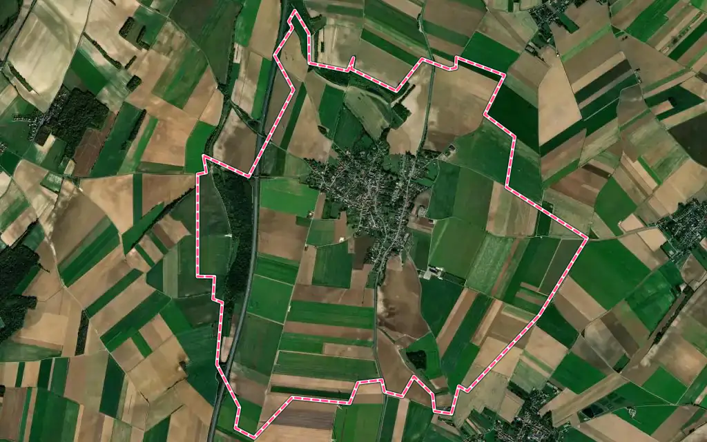 Vue satellite de Saint-Sauflieu avec ses contours administratifs