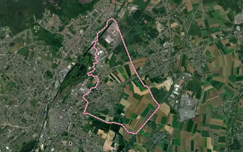 Vue satellite de Saint-Saulve avec ses contours administratifs