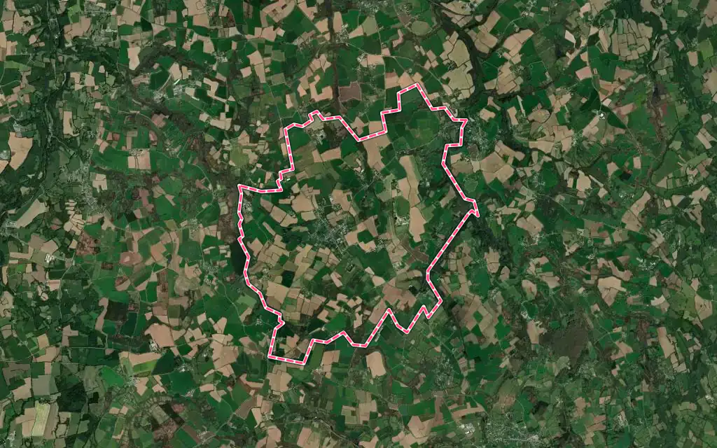 Vue satellite de Saint-Sauveur avec ses contours administratifs
