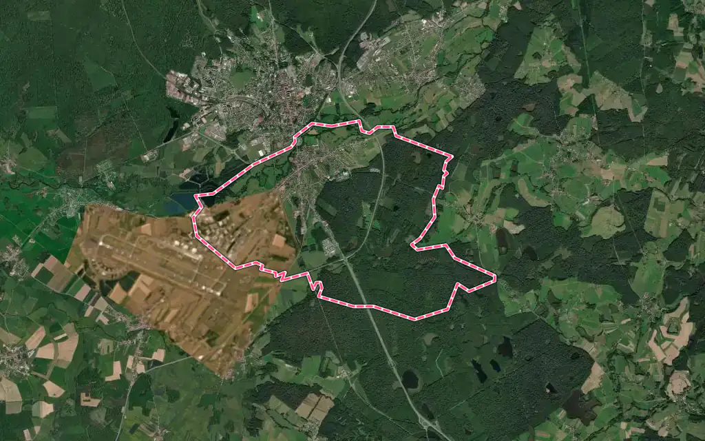 Vue satellite de Saint-Sauveur avec ses contours administratifs
