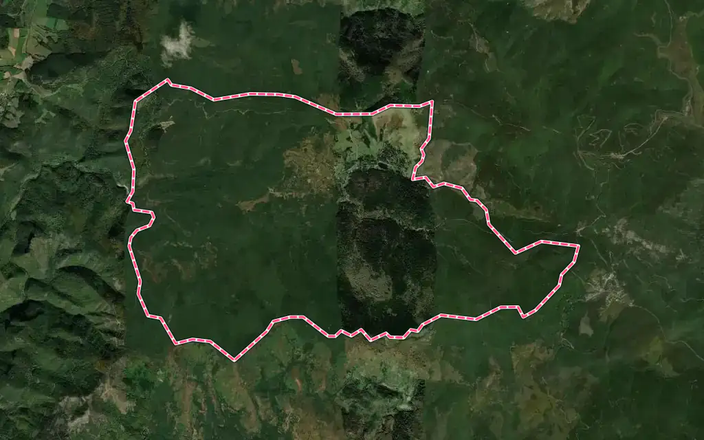 Vue satellite de Saint-Sauveur-Camprieu avec ses contours administratifs