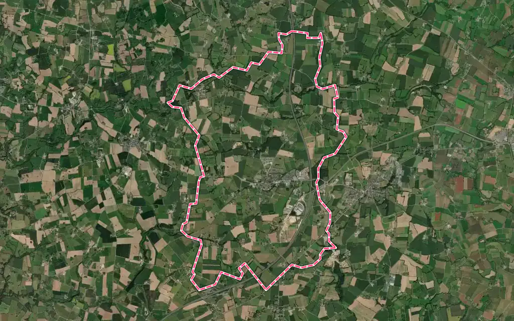 Vue satellite de Saint-Sauveur-des-Landes avec ses contours administratifs