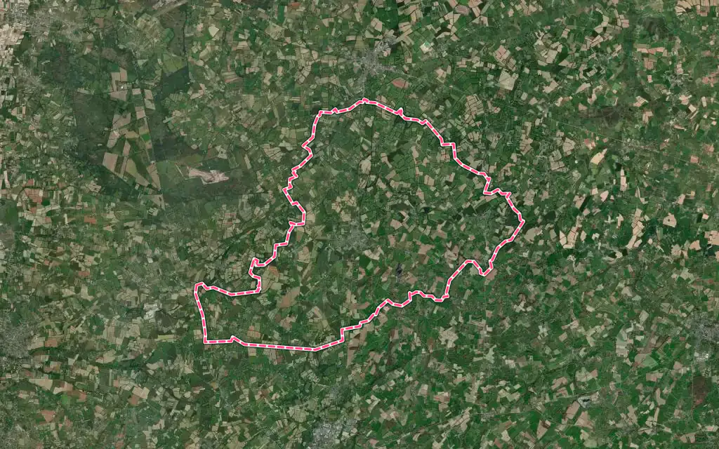 Vue satellite de Saint-Sauveur-Villages avec ses contours administratifs
