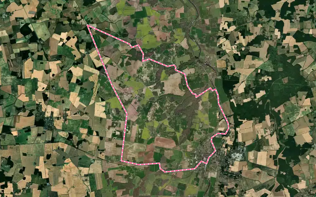Vue satellite de Saint-Savin avec ses contours administratifs