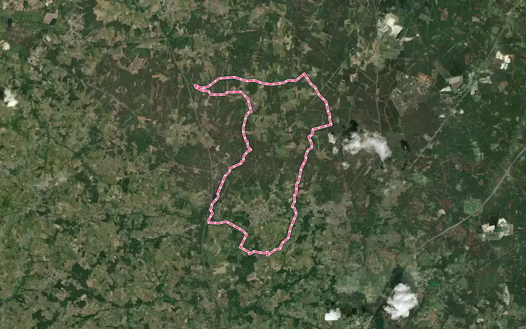 Vue satellite de Saint-Savin avec ses contours administratifs