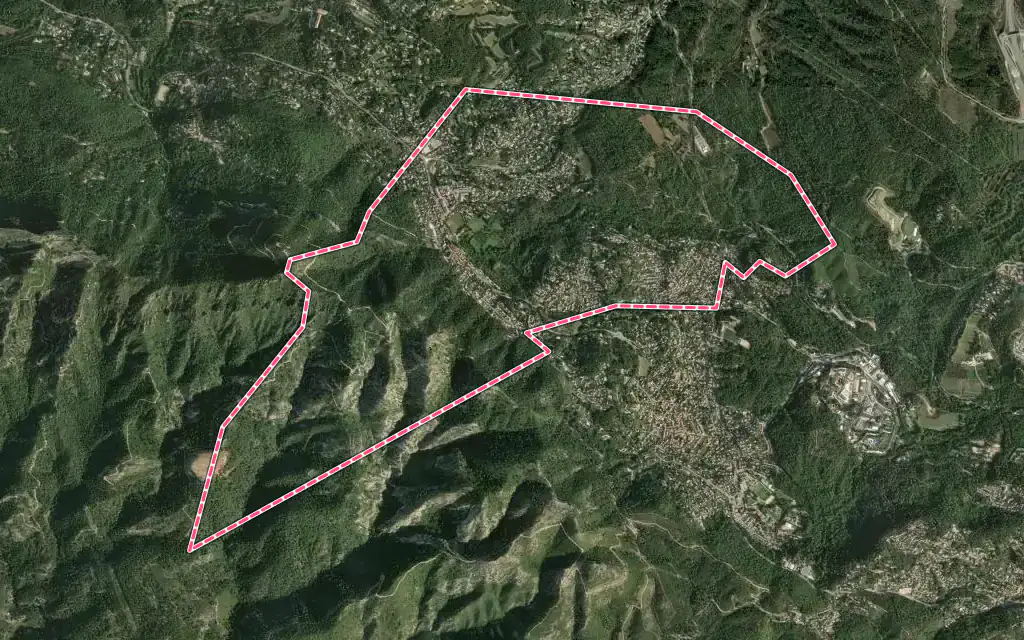 Vue satellite de Saint-Savournin avec ses contours administratifs