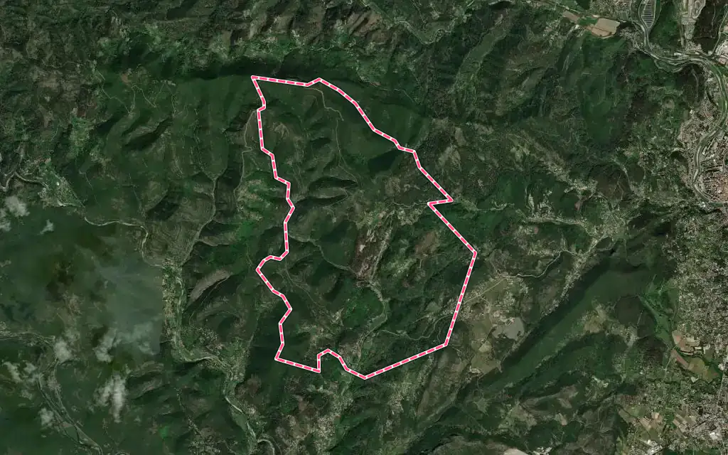 Vue satellite de Saint-Sébastien-d'Aigrefeuille avec ses contours administratifs