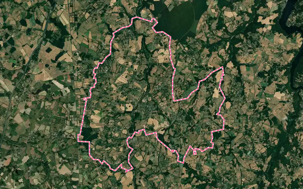 Vue satellite de Saint-Sébastien avec ses contours administratifs